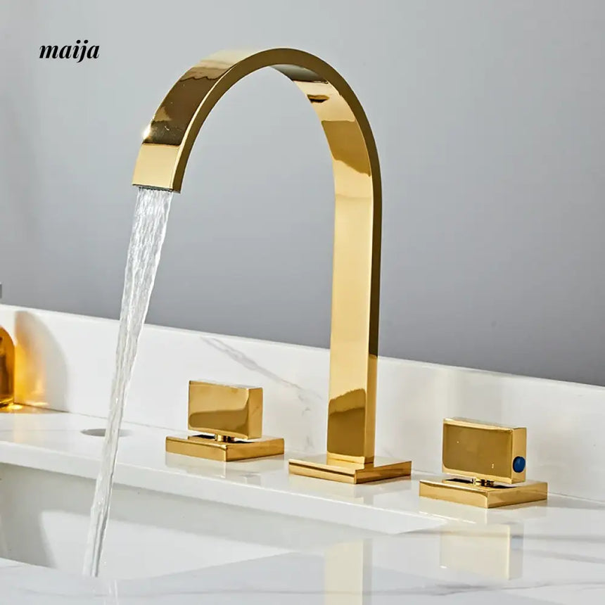 Bronze Waterfall Three Piece Basin Faucet from Kaiyashi