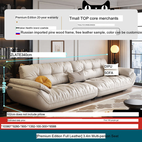 DIPU Cassius Minimalist Cream Leather Sofa from DIPU