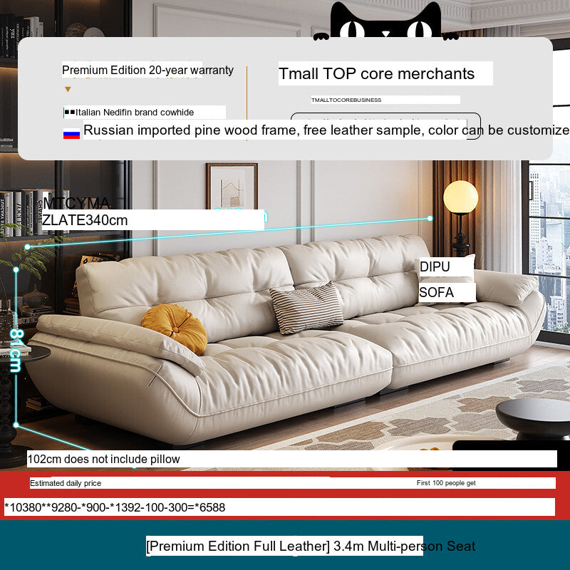 DIPU Cassius Minimalist Cream Leather Sofa from DIPU