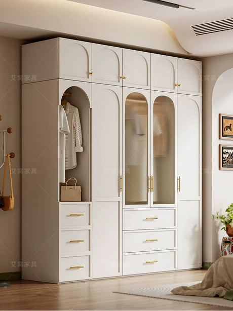 AIWO Romy Economical French Cream Wardrobe with Desk Integration from AIWO