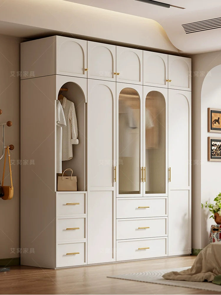 AIWO Romy Economical French Cream Wardrobe with Desk Integration from AIWO