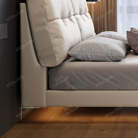 DIPU Maisie Cream Skin Leather Bed from DIPU