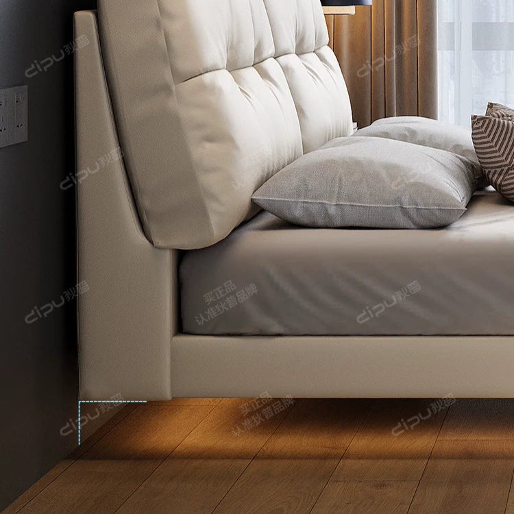 DIPU Maisie Cream Skin Leather Bed from DIPU