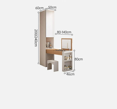 AIWO Lucille European Pine Cream Wardrobe with Dressing Table from AIWO