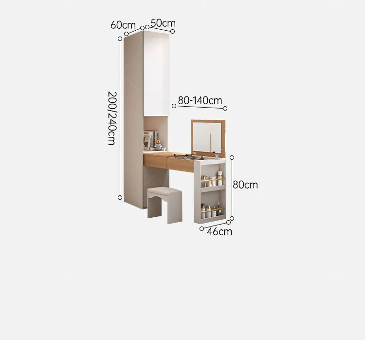 AIWO Lucille European Pine Cream Wardrobe with Dressing Table from AIWO