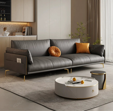 DIPU Mack Cream Minimalist Cowhide Sofa from DIPU