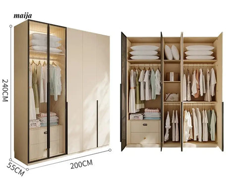 MEIHOUSE Cream Bedroom Wardrobe Flat Door Storage Cabinet from MEIHOUSE