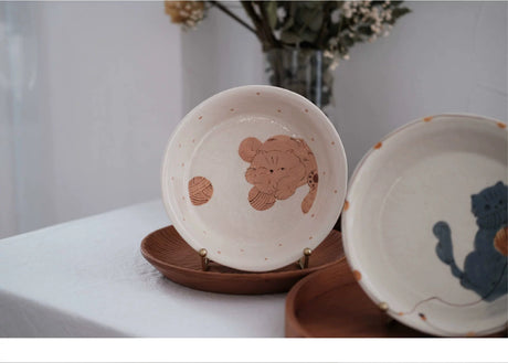 KAWATANI Japanese Ceramic Cute Cat Coffee Mug and Plate from kawatani