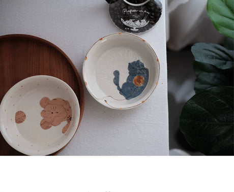 KAWATANI Japanese Ceramic Cute Cat Coffee Mug and Plate from kawatani