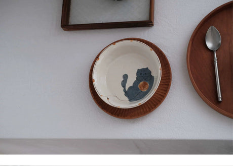 KAWATANI Japanese Ceramic Cute Cat Coffee Mug and Plate from kawatani