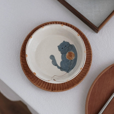 KAWATANI Japanese Ceramic Cute Cat Coffee Mug and Plate from kawatani