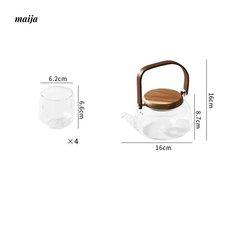 Flower Heat Resistant Glass Tea Set with Tray from KIMACHI