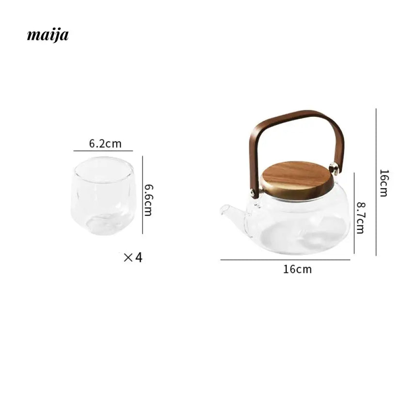 Flower Heat Resistant Glass Tea Set with Tray from KIMACHI