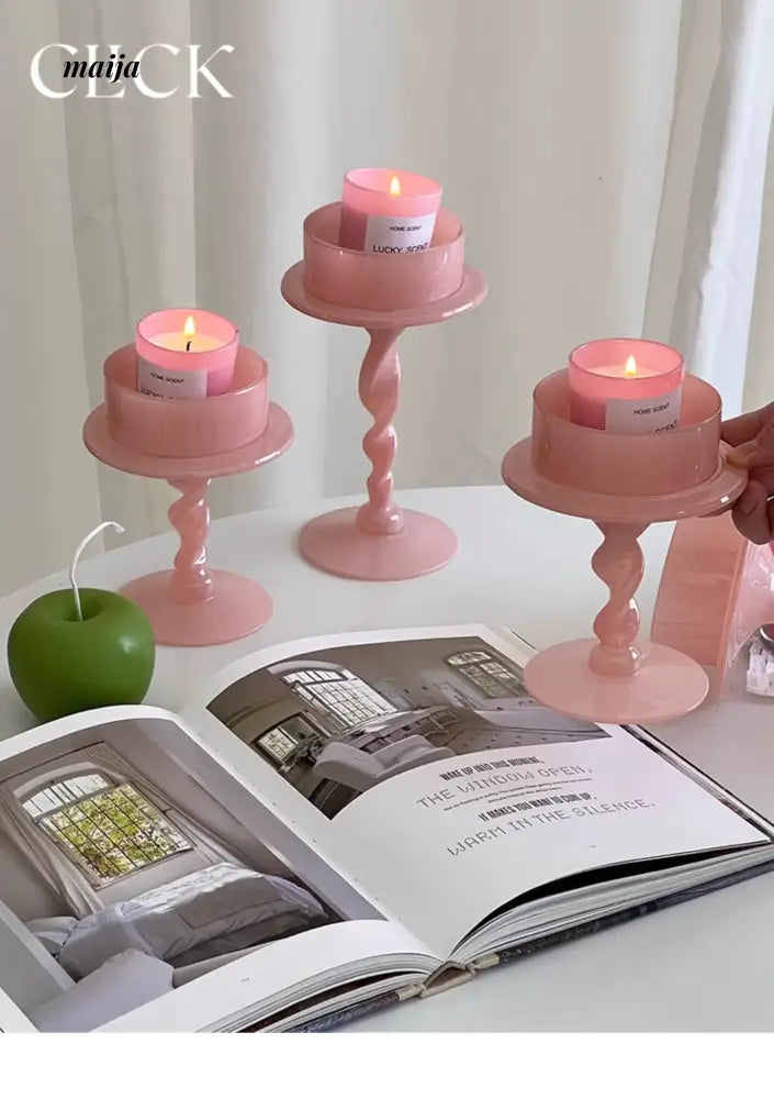 CLICK Fuchsia Spiral Candle Handmade for Valentine's Day from CLICK