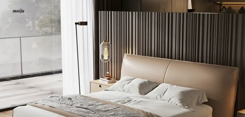 Minimalist Soft Leather Bed from maija