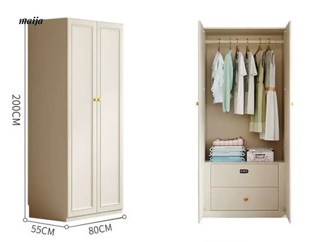 MEIHOUSE French Cream European Pine Wardrobe Bedroom Storage Cabinet from MEIHOUSE