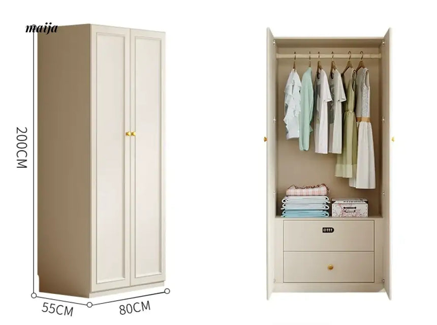 MEIHOUSE French Cream European Pine Wardrobe Bedroom Storage Cabinet from MEIHOUSE