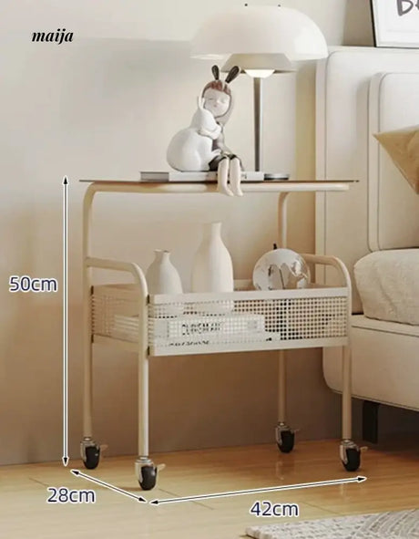 Gladys Movable Bedside Table and Storage Cart from Yeter