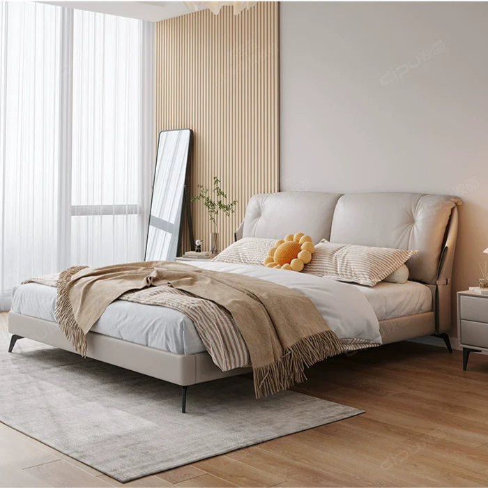 DIPU Emelia Minimalist Cream Designer Bed from DIPU