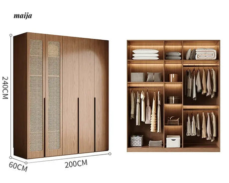 MEIHOUSE Medieval Rattan Glass Door Bedroom Wardrobe Modern Storage from MEIHOUSE
