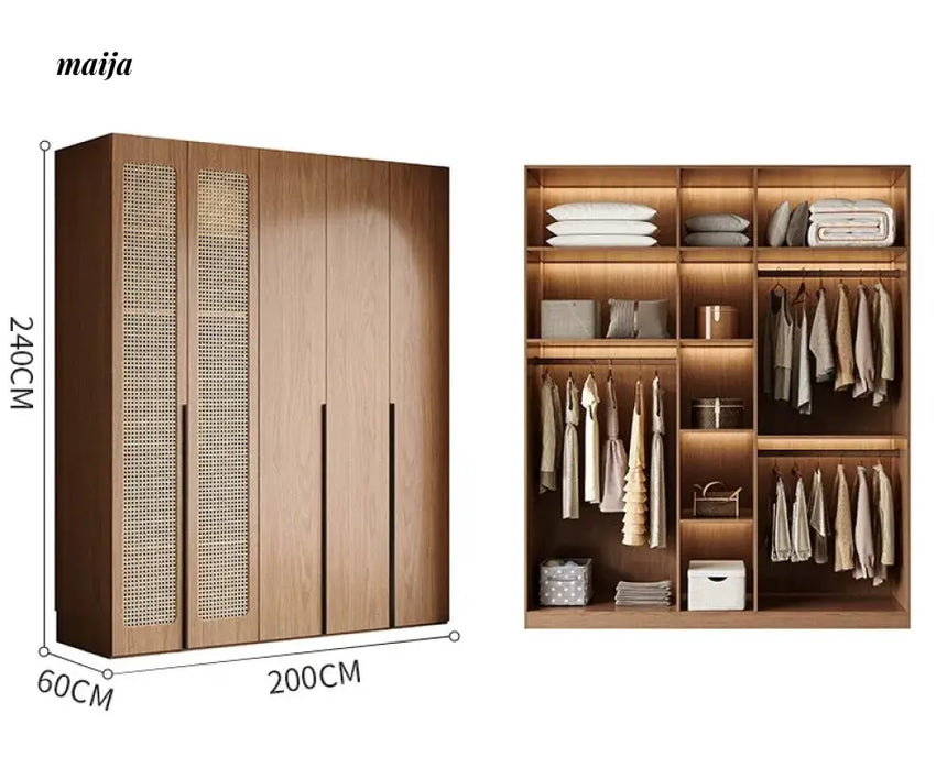 MEIHOUSE Medieval Rattan Glass Door Bedroom Wardrobe Modern Storage from MEIHOUSE