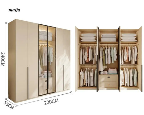 MEIHOUSE Cream Bedroom Wardrobe Flat Door Storage Cabinet from MEIHOUSE