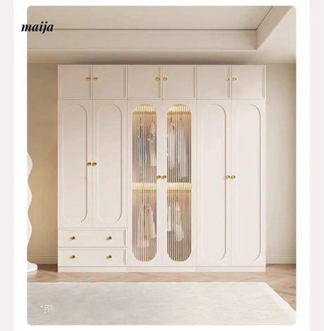 MEIHOUSE French Light Luxury Glass Door Bedroom Wardrobe Locker from MEIHOUSE