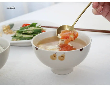 KAWATANI Japanese Ceramic Persimmon Gray Rice Bowl from kawatani