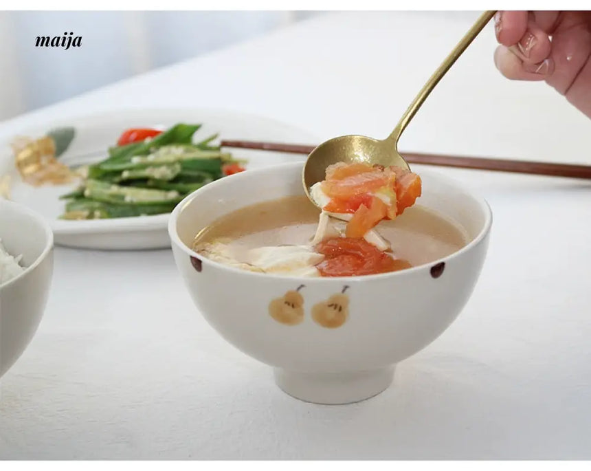 KAWATANI Japanese Ceramic Persimmon Gray Rice Bowl from kawatani