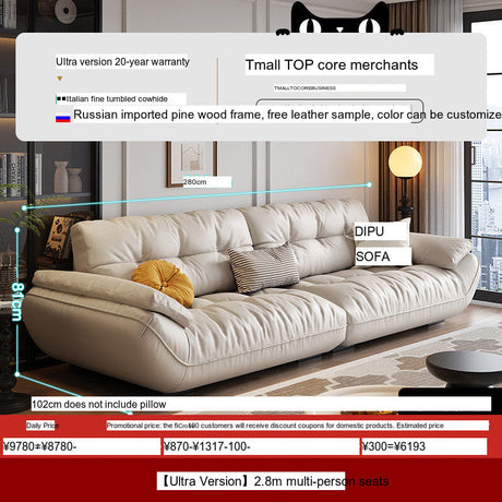 DIPU Cassius Minimalist Cream Leather Sofa from DIPU