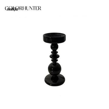 COLOURHUNTER Glossy Black Scandinavian Silver Retro Candle Holder from maija
