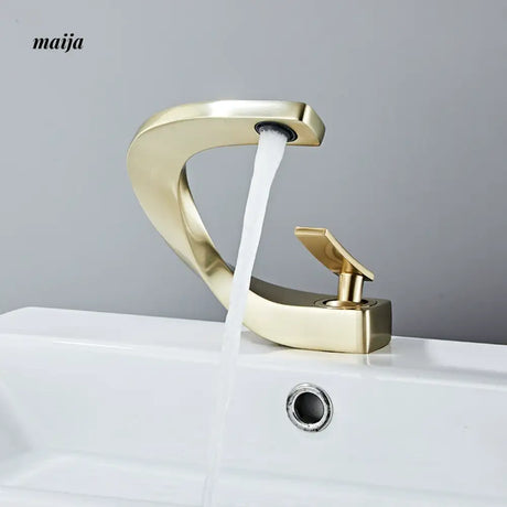 Creative Curve Copper Basin Faucet from Kaiyashi