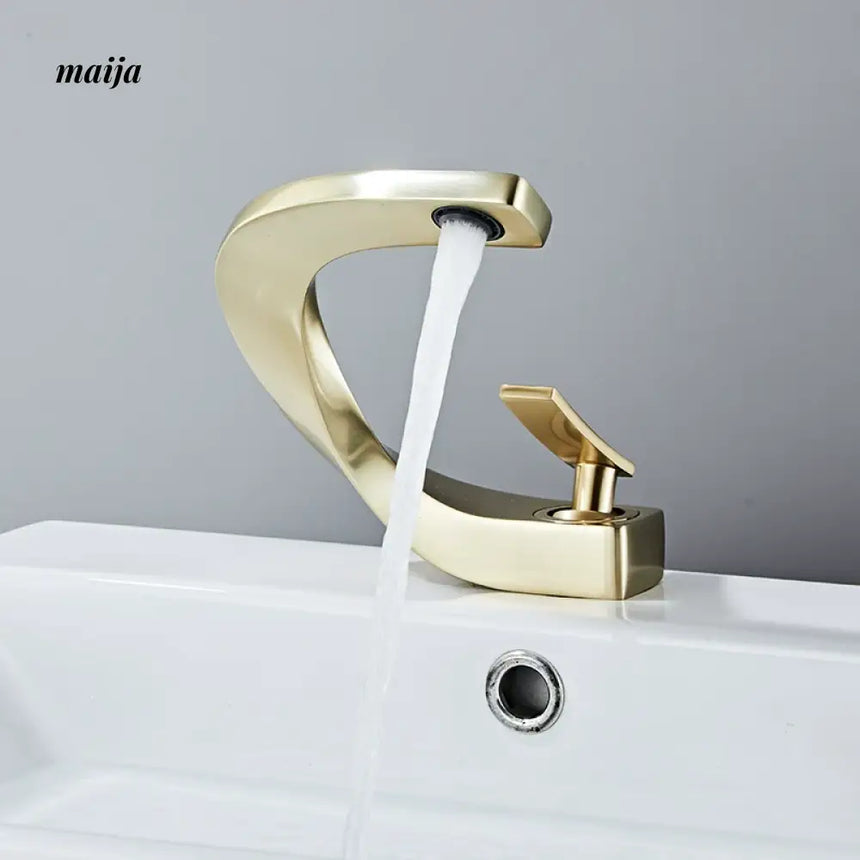 Creative Curve Copper Basin Faucet from Kaiyashi