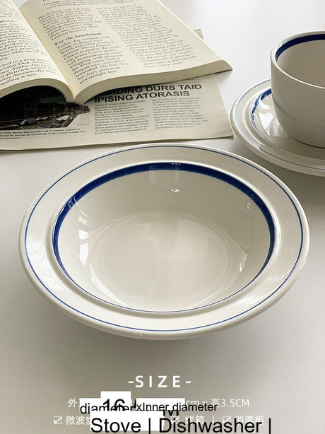 YASUKI Minja Retro Striped Ceramic Soup Bowl from YASUKI