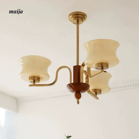 NANCY Teak Chandelier Modern Retro Glass Design from NANCY
