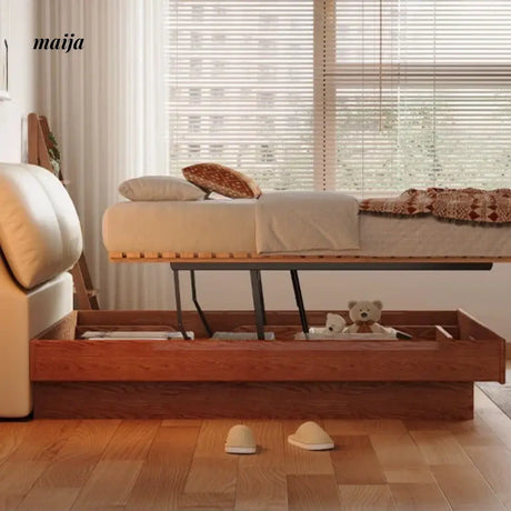 Lifting Solid Wood Bed with Storage from maija