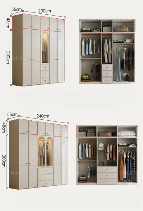 AIWO Anouk French Cream Wardrobe with Multi-Door Combination Storage from AIWO