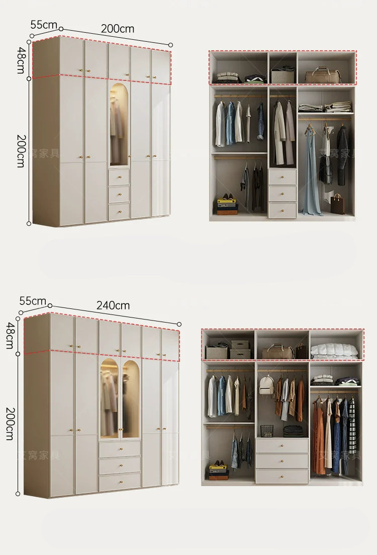 AIWO Anouk French Cream Wardrobe with Multi-Door Combination Storage from AIWO
