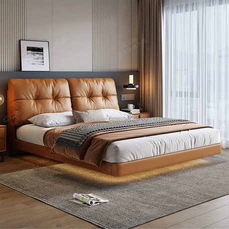 DIPU Maisie Cream Skin Leather Bed from DIPU