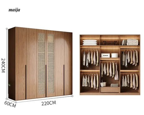 MEIHOUSE Medieval Rattan Glass Door Bedroom Wardrobe Modern Storage from MEIHOUSE