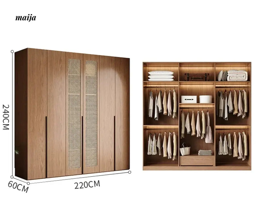 MEIHOUSE Medieval Rattan Glass Door Bedroom Wardrobe Modern Storage from MEIHOUSE