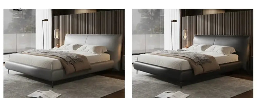 Minimalist Soft Leather Bed from maija