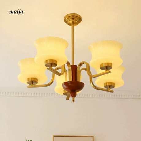 NANCY Teak Chandelier Modern Retro Glass Design from NANCY