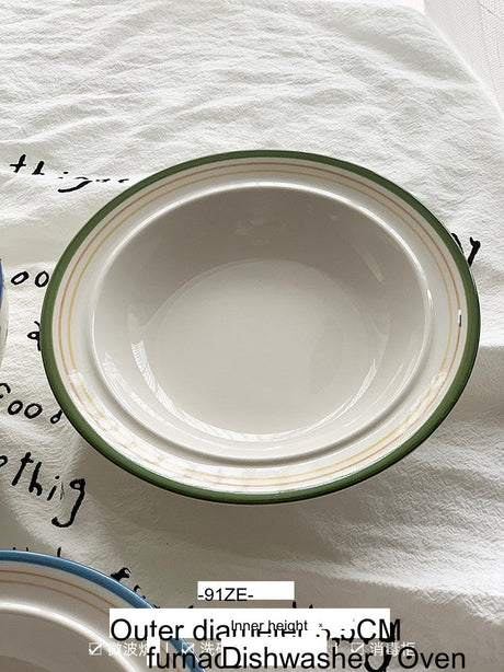 YASUKI Minja Retro Striped Ceramic Soup Bowl from YASUKI