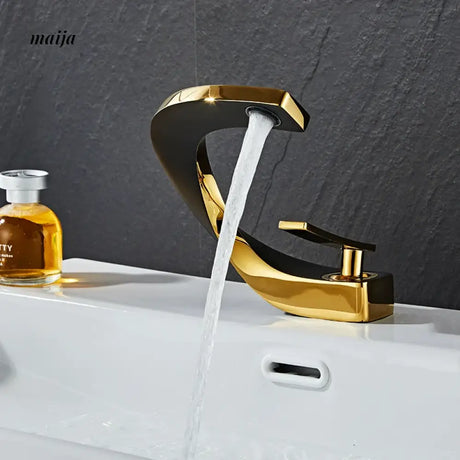 Creative Curve Copper Basin Faucet from Kaiyashi