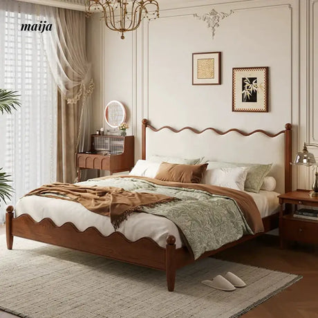 DOSMARS Claire Creamy Retro Solid Wood Bed from DOSMARS
