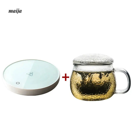 JOTO Hammered Glass Tea Cup with Lid for Thick Tea from MOSE