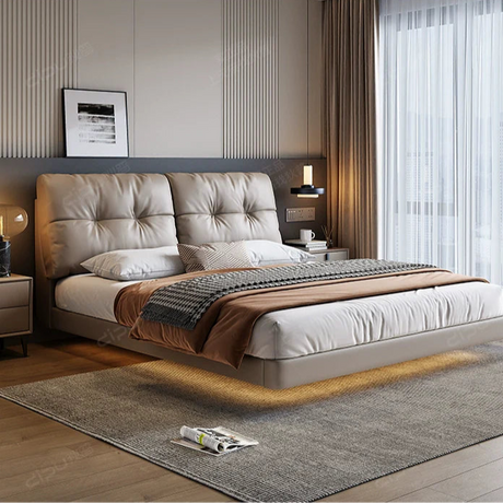 DIPU Maisie Cream Skin Leather Bed from DIPU