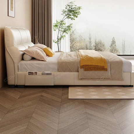 DIPU Dawson Creamy Wind Modern Leather Bed from DIPU