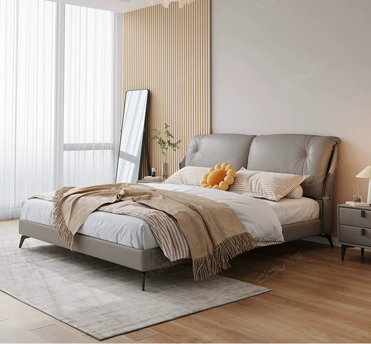 DIPU Emelia Minimalist Cream Designer Bed from DIPU
